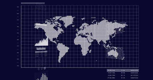 Изображение Цифровой Обработки Данных Черном Фоне Концепция Глобальных Соединений Технологий — стоковое фото