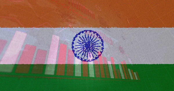 Composición Covid Celdas Estadísticas Sobre Bandera India Concepto Crisis Sanitaria — Foto de Stock