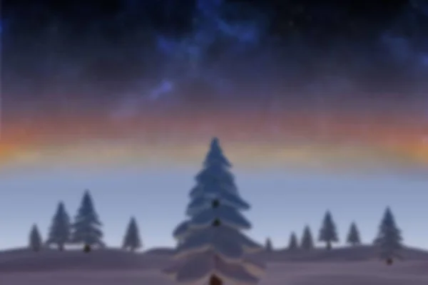 Blurred snowy landscape at evening