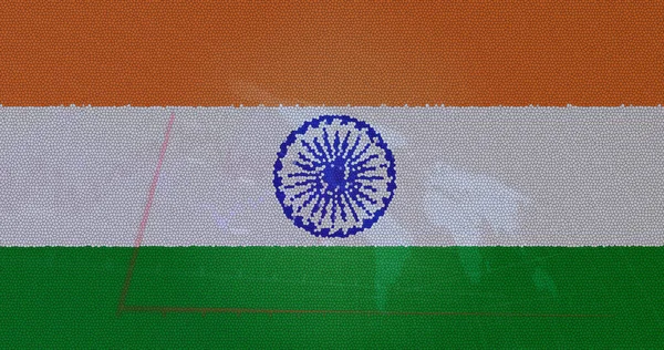 系数为19的单元格的组成和印度国旗上的统计数据 全球头孢病毒大流行病印地安人医疗保健危机概念数字化生成的图像 — 图库照片
