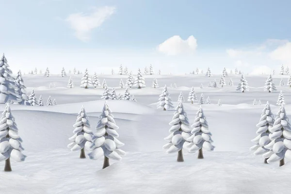 Escena Nieve Invierno Imagen Generada Digitalmente — Foto de Stock