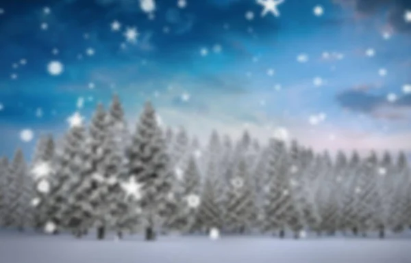 Obraz Kompozytowy Jodły Śnieżny Krajobraz — Zdjęcie stockowe