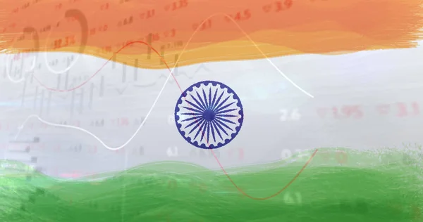 Composição Estatísticas Vívidas Sobre Bandeira Indiana Conceito Global Pandemia Coronavírus — Fotografia de Stock