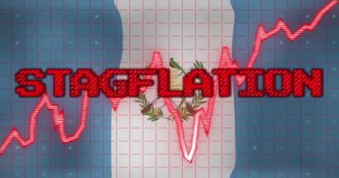 Guatemala bayrağı üzerinde veri işleme ve durağan metin animasyonu. Küresel iş, finans ve dijital arayüz kavramı dijital olarak oluşturulmuş video.