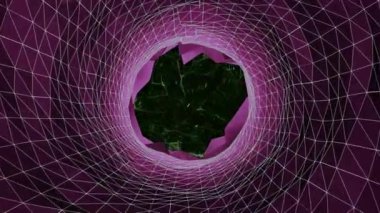 İnsan beyninin dönmesi üzerine bağlantı tünelinin animasyonu. Küresel bilim, bağlantılar, veri işleme ve dijital olarak üretilen iş konsepti.