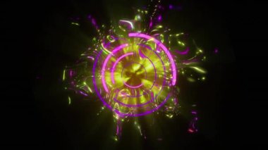 Siyah arka planda hareket eden sıvı renkli şekillerin animasyonları. Hareket, ışıklar ve şekiller, arkaplan kavramı dijital video oluşturma.