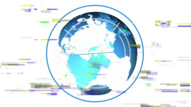Dünya çapında taramaların animasyonu. Küresel iş ve dijital arayüz kavramı dijital olarak oluşturulmuş video.