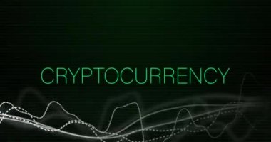 Satır üzerinden şifreli metin animasyonu. Küresel iş ve dijital arayüz kavramı dijital olarak oluşturulmuş video.