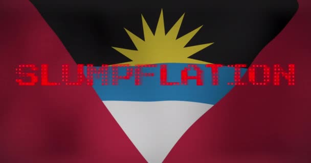 Animação Texto Slumpflation Sobre Bandeira Antigua Barbuda Conceito Global Negócios — Vídeo de Stock