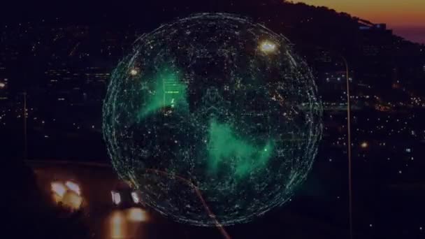 Animation Des Globalen Netzwerks Von Verbindungen Über Die Grüne Digitale — Stockvideo