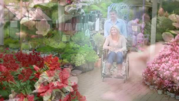 Animation Flowers Disabled Cuacasian Woman Sitting Wheelchair International Day Persons — Stock Video