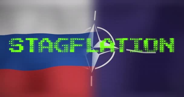 Rusya Nato Nun Bayrakları Üzerinde Durgunluk Metninin Animasyonu Küresel Finans — Stok video
