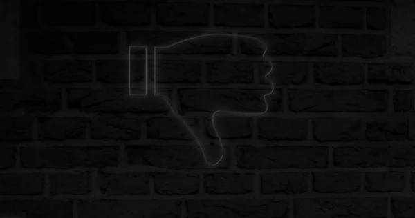 Image Glowing Neon Thumb Icon Black Background Social Media Communication — Stock Photo, Image