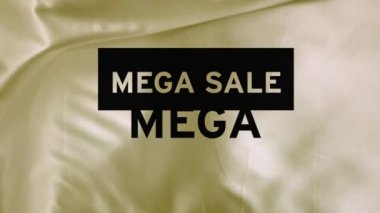 Hareket eden bej arkaplan üzerine mega satış metninin animasyonu. Sosyal medya ve iletişim arayüzü kavramı dijital olarak oluşturulmuş video.