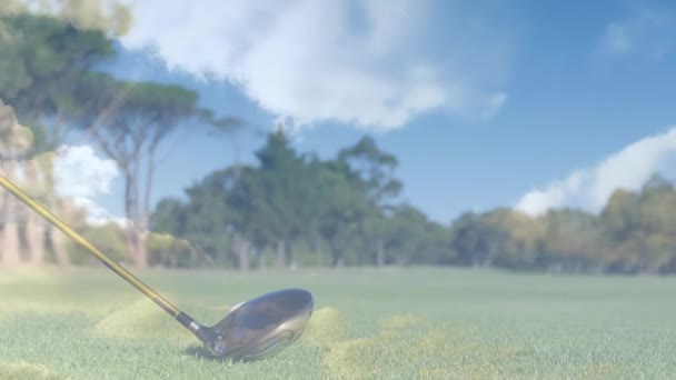 Animation Nuages Sur Balle Golf Club Golf Concept Mondial Sport — Video