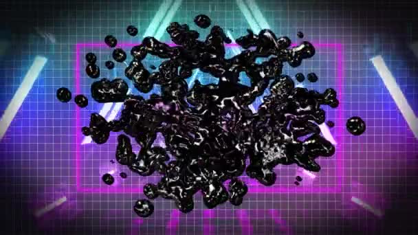 Animation Hiring Neon Text Black Stain Digital Tunnel Social Media — Stock Video