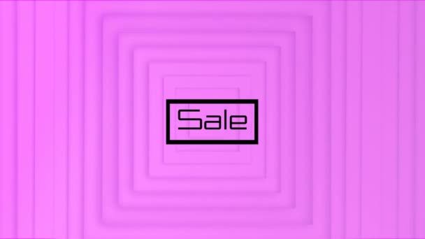 Animation Sale Text Squares Pink Background Social Media Communication Interface — Stock Video