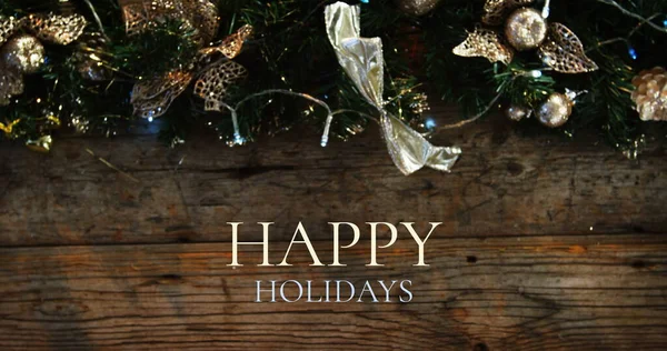 Composto Digital Feliz Feriados Texto Decoração Natal — Fotografia de Stock