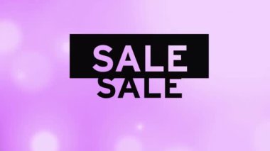 Satış metninin animasyonu ve pembe arka plandaki lekeler. Sosyal medya ve iletişim arayüzü kavramı dijital olarak oluşturulmuş video.