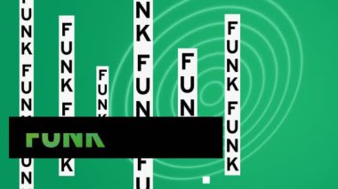 Yeşil arkaplandaki funk metin ve dairelerin animasyonu. Sosyal medya ve iletişim arayüzü kavramı dijital olarak oluşturulmuş video.