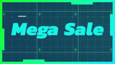 Mavi arka planda mega satış metinleri ve karelerin animasyonu. Sosyal medya ve iletişim arayüzü kavramı dijital olarak oluşturulmuş video.