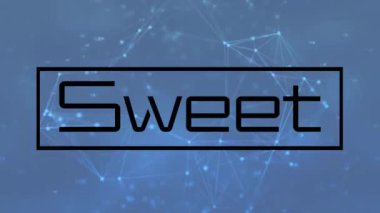 Mavi arka planda tatlı metin ve şekillerin animasyonu. Sosyal medya ve iletişim arayüzü kavramı dijital olarak oluşturulmuş video.