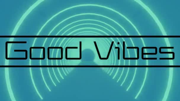 Animation Bonnes Vibrations Texte Cercles Sur Fond Noir Concept Interface — Video