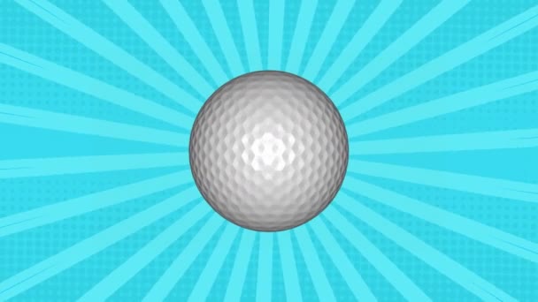 Animation Balle Golf Sur Rayures Sur Fond Bleu Concept Mondial — Video