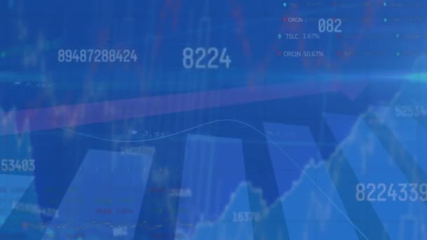 Animation Diverser Finanzdaten Und Graphen Über Server Globales Geschäft Finanziert — Stockvideo