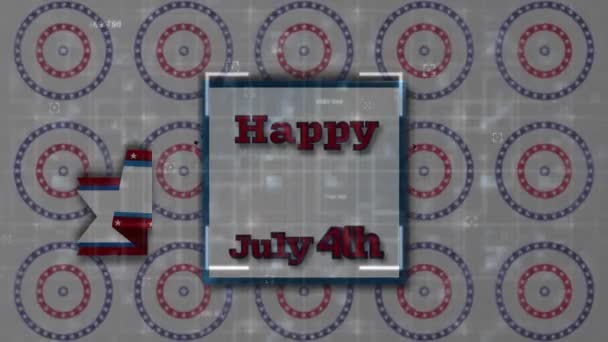 Confetti Przewraca Się Nad Szczęśliwym Dniem Niepodległości Sztandar Tekstowy Przeciwko — Wideo stockowe