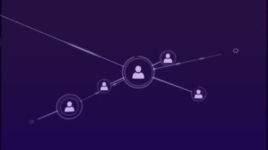 Animation of network of connections over icons. Global business and digital interface concept digitally generated video.