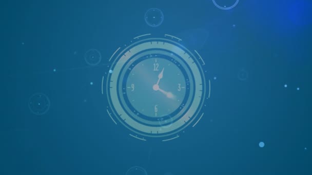 Animação Relógio Movendo Rapidamente Sobre Rede Conexões Conexões Globais Redes — Vídeo de Stock