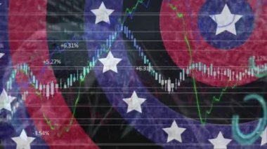 Avustralya bayrağı üzerinde dijital veri işleme animasyonu. Dijital olarak oluşturulmuş küresel mali ve veri işleme kavramı.