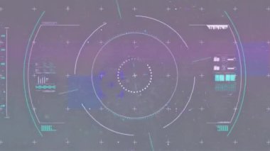 Beyaz kareler ve ışıldayan noktalar üzerinde moleküllerin animasyonu. Dijital olarak üretilen küresel covid pandemik konsept.