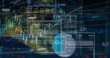 Siyah arkaplan üzerinde veri işleme animasyonu. küresel iş ve dijital arayüz kavramı dijital olarak oluşturulmuş video.