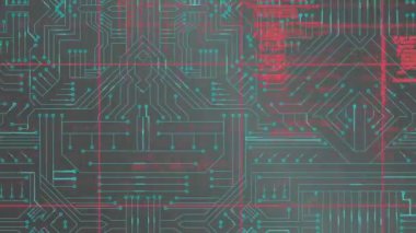 Siyah arkaplandaki veri işleme üzerinde bilgisayar devre kartının animasyonu. Küresel teknoloji, bağlantılar ve dijital arayüz konsepti dijital olarak oluşturulmuş video.