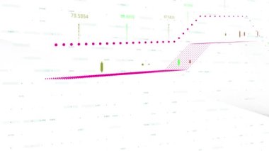 Matematiksel denklemlerin animasyonu ve beyaz arkaplanda mezuniyet simgeleri. Küresel iş finansmanı ve bağlantılar konsepti dijital olarak oluşturulmuş video.