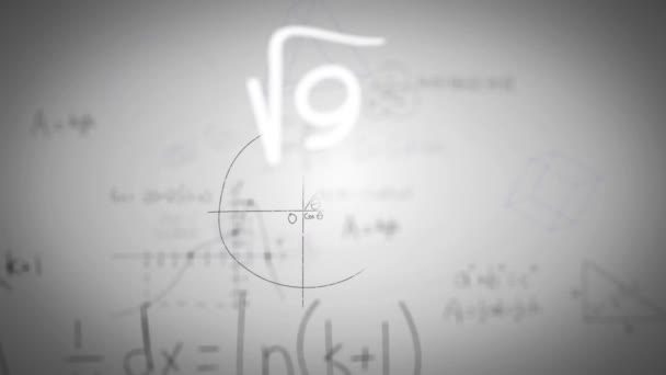 Animazione Equazioni Matematiche Sfocate Fluttuanti Sulla Lavagna Bianca Generato Digitalmente — Video Stock