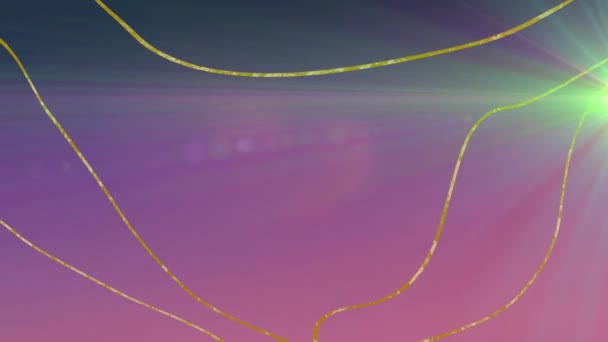 Анімація Ліній Над Світлими Стежками Плямами Фіолетовому Тлі Абстрактний Фон — стокове відео