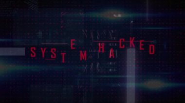Kırmızı sistemin animasyonu soyut arkaplanda metin ve mercek patlaması yarattı. Dijital olarak oluşturulmuş, hologram, siber suç, casus, veri, güvenlik, ışık ve teknoloji kavramı.