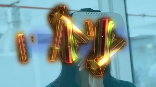 Animace Zářícího Kódu Nad Neonovými Geometrickými Tvary Hudební Festival Koncertní — Stock video