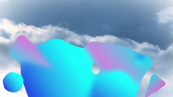 Animation Abstrakter Gradientenformen Gegen Wolken Himmel Computerschnittstelle Und Business Technologie — Stockvideo