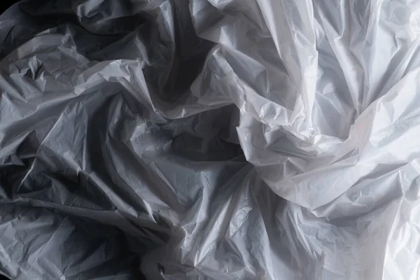 Отражение Света Тени Складки Складки Тонком Белом Пластиковом Листе Монохромный — стоковое фото