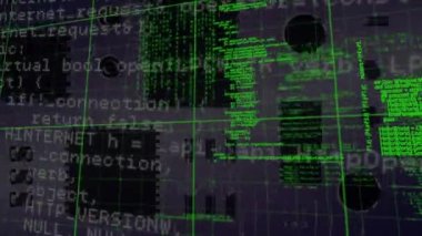 Bilgisayar devre kartından veri işleme animasyonu. küresel teknoloji, bilgisayar ve dijital arayüz kavramı dijital olarak oluşturulmuş video.