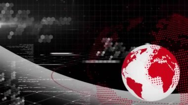 Veri işleme üzerine bağlantıları olan dünyanın animasyonu. Küresel bağlantılar ağlar ve veri işleme kavramı dijital olarak oluşturulmuş video.