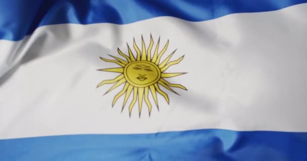 Animación Fútbol Sobre Bandera Argentina Con Espacio Copia Deporte Movimiento — Vídeo de stock