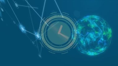 Kapsam taramasında bağlantı ağının animasyonu. Küresel ağ ve bilgisayar arayüzü teknolojisi kavramı.