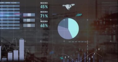 İkiden fazla finansal veri işleme animasyonu. Küresel finans sektörü ve dijital arayüz kavramı dijital olarak oluşturulmuş video.