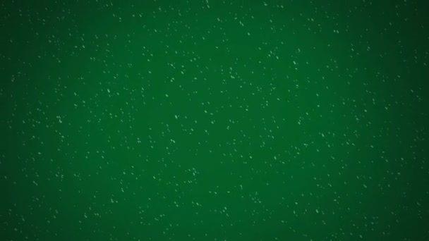 Digital Animation Snow White Particles Falling Green Background Christmas Festivity — Stock Video