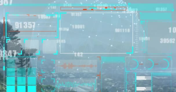 Анімація Мережі Язків Піктограмами Над Двійковим Кодуванням Обробкою Даних Глобальна — стокове відео